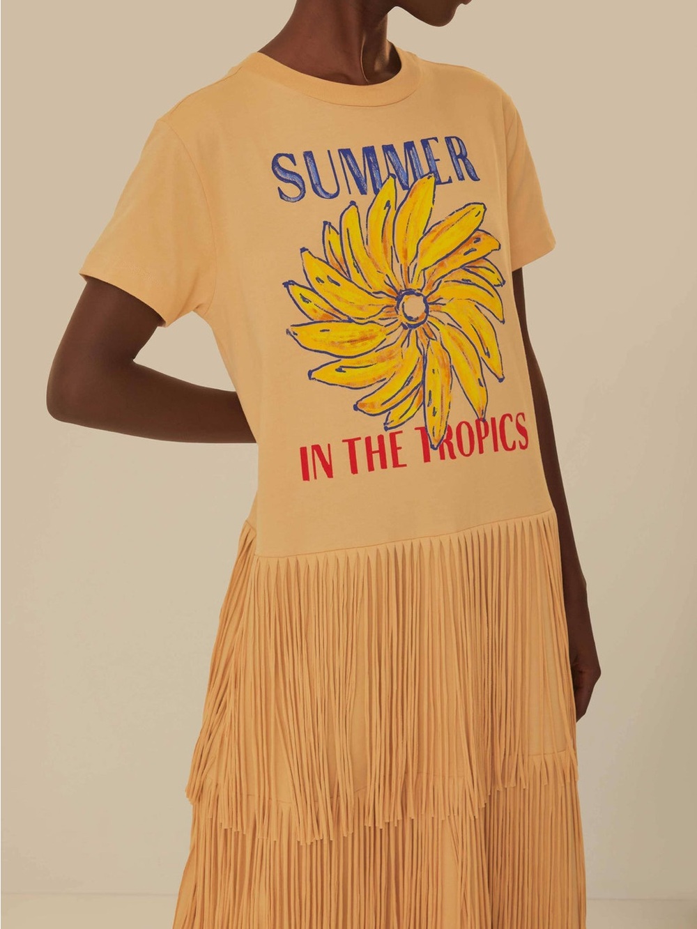 Farm Rio Summer In The Tropics Fringe Maxi Dress Banana Blossom Resort Size M - Picture 3 of 9